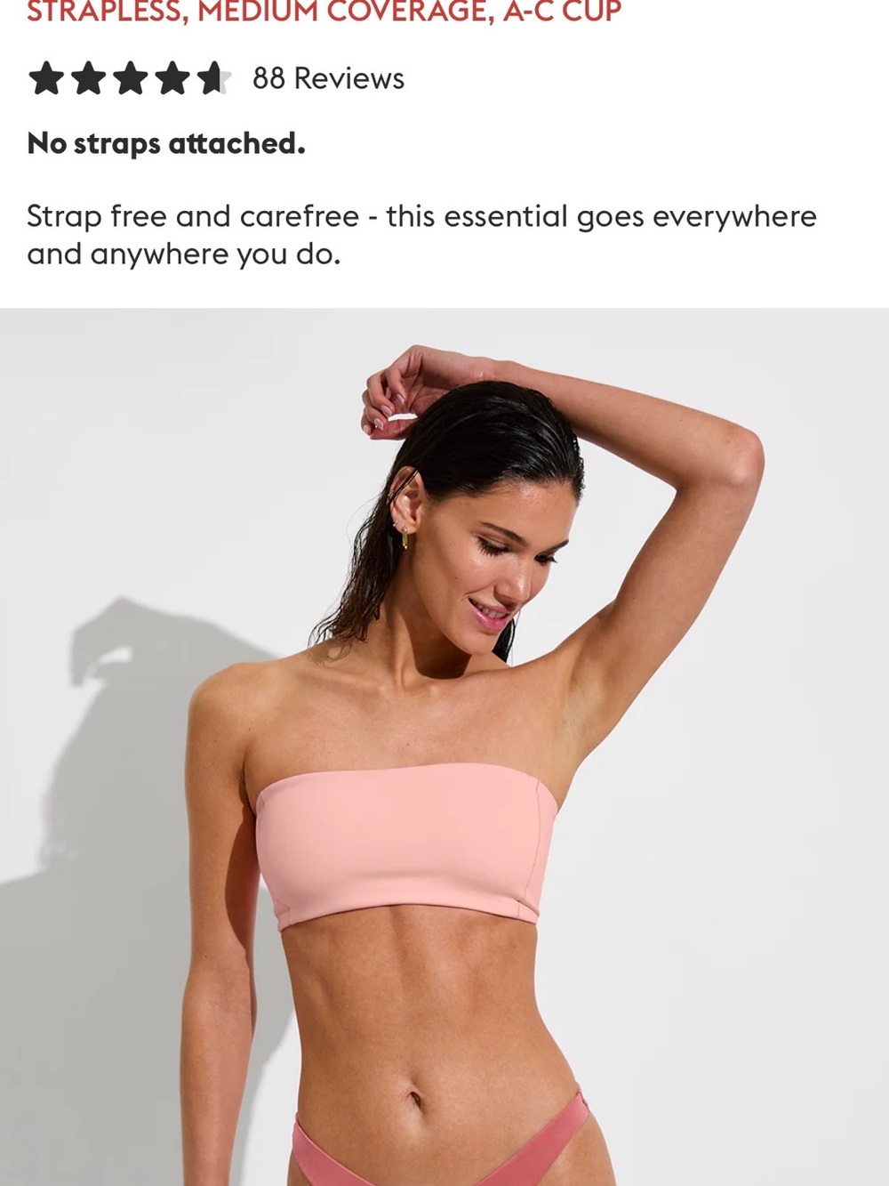 Left On Friday Strapless High-Waist Bikini Set - Color: Salt (Neon Peachy Pink) - Picture 4 of 6